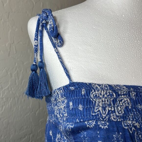 AEROPOSTALE blue and white sleeveless top with skinny adjustable straps SZ XS - Picture 2 of 9